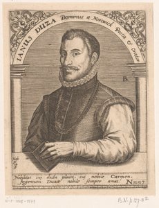 Portræt af Janus Dousa Janus Duza Dominus en Nortwick Poeta & Orator. (titel på objekt) Serie af portrætter af lærde fra det femtende og sekstende århundrede (serietitel)