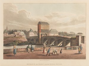 Indgang til Hanau over Kinzig-broen, 1814 (akvatint)