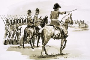 Arthur Wellesley i spidsen for det 23. regiment ved Mysore