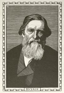 John Ruskin, engelsk forfatter, kunstkritiker, kunstner og socialtænker (træsnit) af Robert Bryden