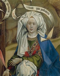 Detalje, der repræsenterer kvinde fra Fødselskirken, af Mester af Flemalle Robert Campin (1375/1379-1444), olie på panel, omkring 1420 af Robert Campin