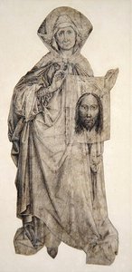 St. Veronica (vask med pen, blæk og indisk blæk på vellum) af Robert Campin
