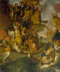Indtagelsen af admiral Nils Ehrenskiöld i slaget ved Gangut, midten af det 18. af Robert Carr Porter