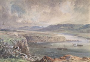 Foilhummerum Bay, Valentia, Ser fra Cromwell Fort: The Caroline and Boats..., 1865-66. af Robert Charles Dudley