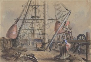 At komme ud af en af de store bøjer: The Deck of the Great Eastern Looking From..., 1865-66. af Robert Charles Dudley