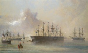 Atlantic Telegraph Cable Fleet samlet ved Berehaven Southwest Coast of Ireland..., 1866. af Robert Charles Dudley