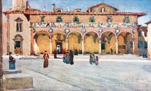Hospitalet "del Ceppo" Pistoia (farvelitografi) af Robert Charles Goff