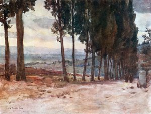 På den gamle vej til Fiesole (farvelitografi) af Robert Charles Goff