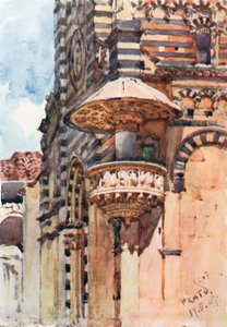 Vestfronten af katedralen i Prato (farvelitografi) af Robert Charles Goff