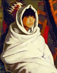 Indisk pige i et hvidt tæppe, 1917 af Robert Cozad Henri