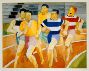 Les coureurs - løberne ... (maleri på lærred) af Robert Delaunay