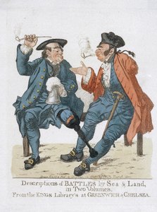 Beskrivelse af slagene til lands og til vands, i to bind, af Royal Library of Greenwich and Chelsea (farveætsning) af Robert Dighton