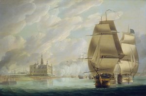 Nelson forcerer passagen af Øresund, 30. marts 1801, før slaget ved København af Robert Dodd