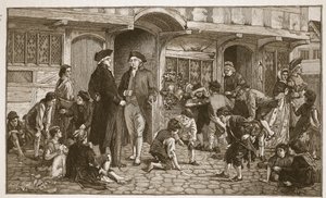Oprindelsen af søndagsskoler: Hare Lane, Gloucester, 1780, illustration fra 