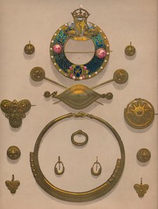Guldsmykker og broche, 1863. af Robert Dudley