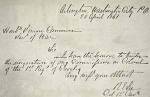 Robert E. Lees afskedsbrev fra den føderale hær, 20. april af Robert E. Lee