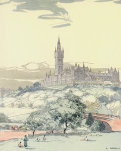 Glasgow: The University (farvelitografi)