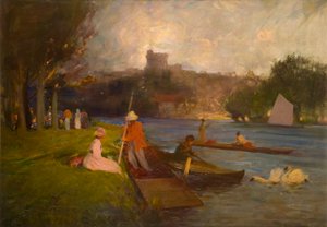 Themsen ved Windsor (olie om bord)