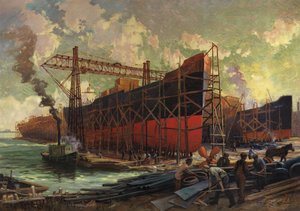 Skibsbygning i Ashbridges Bay, Toronto, 1918