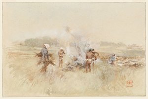I arbejde med at lægge kvas på ulmende bål af Robert Frederick Blum