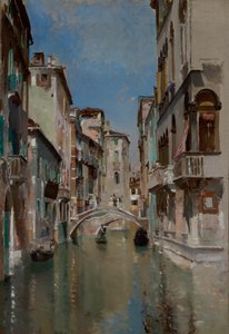 Kanal i Venedig, San Trovaso-kvarteret, ca. 1885. af Robert Frederick Blum
