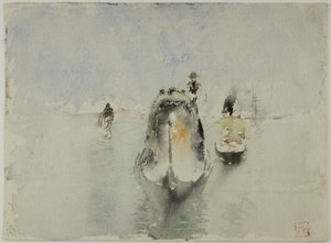 Gondoler, Canal Grande, Venedig af Robert Frederick Blum