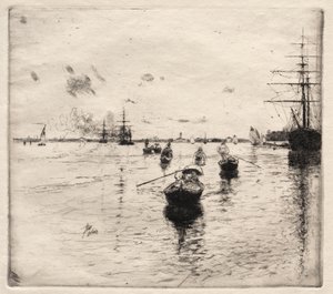 Lagune med dampskibe og gondoler af Robert Frederick Blum