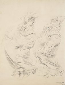 Skitse af draperi muligvis til Moods to Music-vægmaleri, 1893-95 (grafit & gul blyant på buff-vævet papir) af Robert Frederick Blum