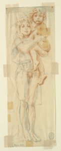 Studie for en kvinde, der holder et barn, "Vintage Festival," Mendelssohn Glee Club, New York, NY af Robert Frederick Blum