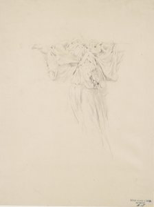 Undersøgelse af draperi til Moods to Music vægmaleri, 1893-95 (grafit med gul blyant på buffvævet papir) af Robert Frederick Blum