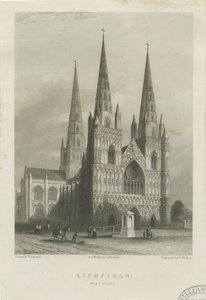 Lichfield Cathedral - West Front: stålgravering, nd [c 1835-1842] (tryk) af Robert Garland