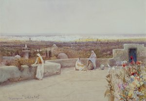 Damaskus ser mod øst (akvarel)