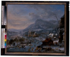 Vinter: Et frossent vinterlandskab med bønder