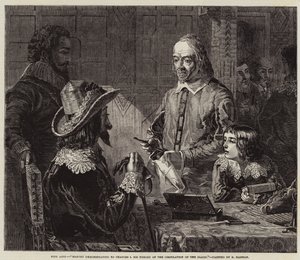 Harvey demonstrerer Charles I sin teori om blodets cirkulation