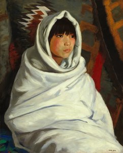 Indisk pige i hvidt tæppe af Robert Henri
