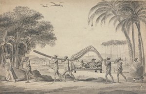 Rejsende i en Palanquin i Indien