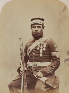 Farvesergent J. Stanton, Royal Sappers and Miners, 1856 (sepiafoto) af Robert Howlett