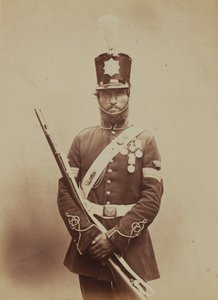 Sergent John Paul, Royal Sappers and Miners, 1856 (sepia-foto) af Robert Howlett