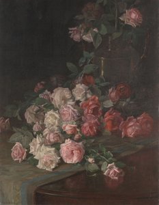 Roser og mahogni, ca. 1900 (olie på panel) af Robert Jenkins Onderdonk
