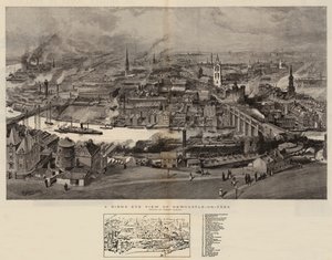 Et fugleperspektiv af Newcastle-on-Tyne