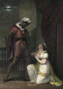Othello og Desdemona i Venedig. Illustration til "" Othello" af William Shakespeare. Akt 4 scene 2.Engelsk gravering fra 1801 af R.K Porter.