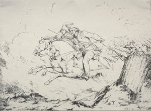 Prøver af polyautografi: Cavalry Charge, 1803.