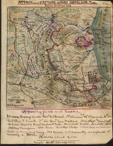 Angreb og indtagelse af Fort Donelson, Tenn. af general U.S. Grant U.S.A. LOC gvhs01.vhs00078 af Robert Knox Sneden