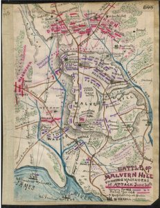 Slaget ved Malvern Hill viser Magruders 1. angreb 30. juni LOC gvhs01.vhs00095