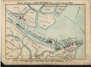 Kort over belejringen af Fort Pulaski - Savannah River Georgia. 1862. LOC gvhs01.vhs00085 af Robert Knox Sneden