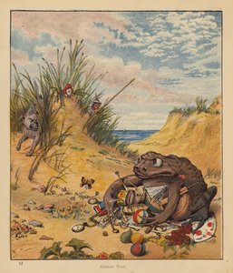 The Kitten Pilgrims: Greedy Toad (farve litho) af Robert Michael Ballantyne