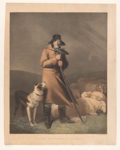 Hyrde med sin hund og får En gammel hyrde i en storm (titel på objekt) af Robert Mitchell Meadows