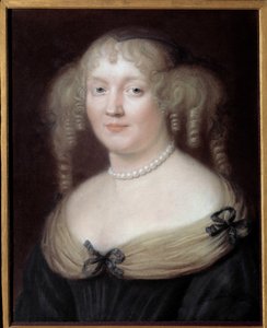 Portræt af Marie de Rabutin-Chantal (Rabutin Chantal), Marquise de Sevigne dit Madame de Sevigne (1626-1696), kvinde med bogstaver. Bussy-Rabutins slot. Maleri af Robert Nanteuil (1623-1678). Karnevalsmuseet. af Robert Nanteuil
