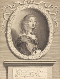 Christina, dronning af Sverige af Robert Nanteuil after Sébastien Bourdon