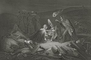 The Battle Field of the Alma, the Night after the Battle, indgraveret af D.J. Pund af Robert Neal Hind